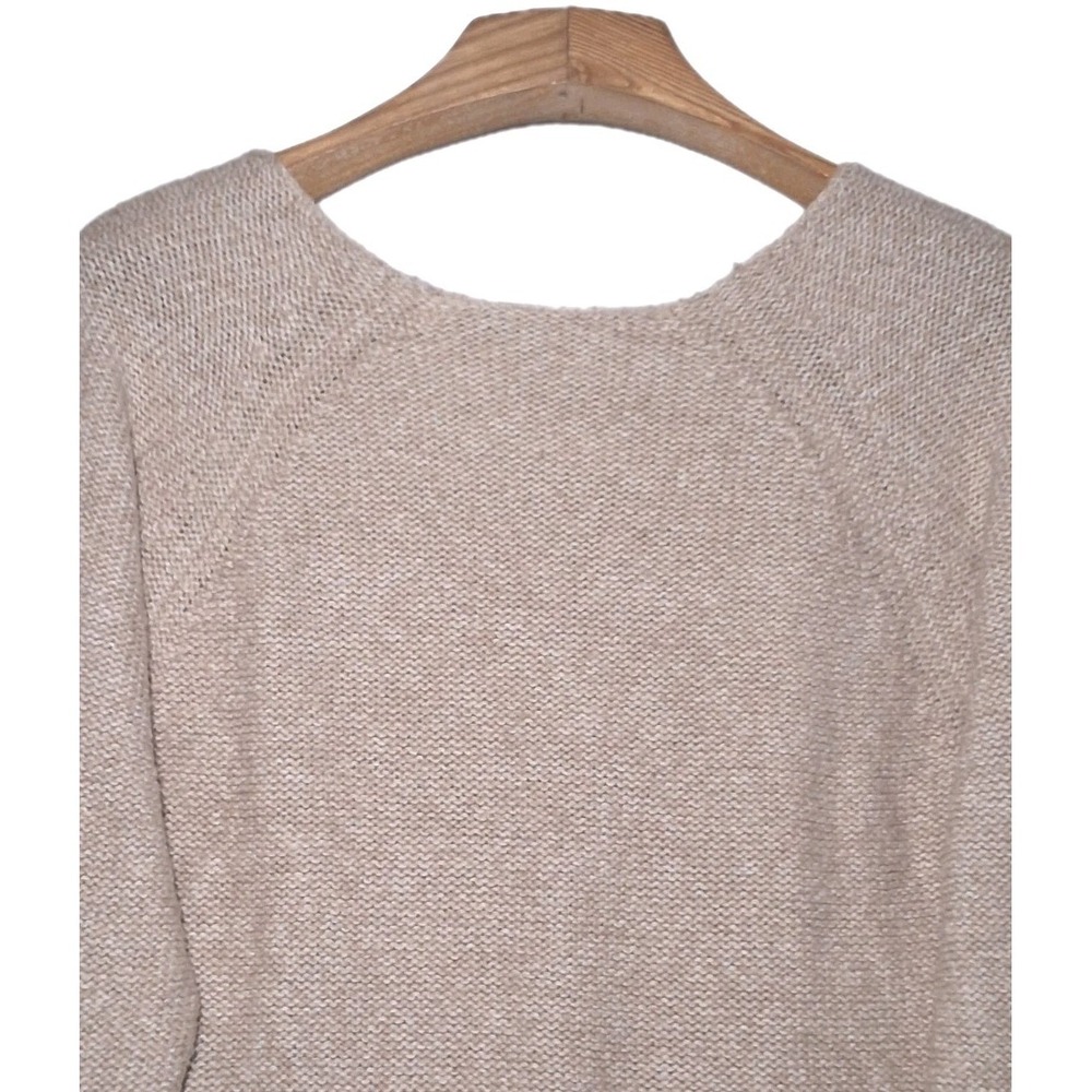Lauren Ralph Lauren LRL Womens Sweater XL Tan Cable Knit V Neck Pullover Tunic - Picture 7 of 11